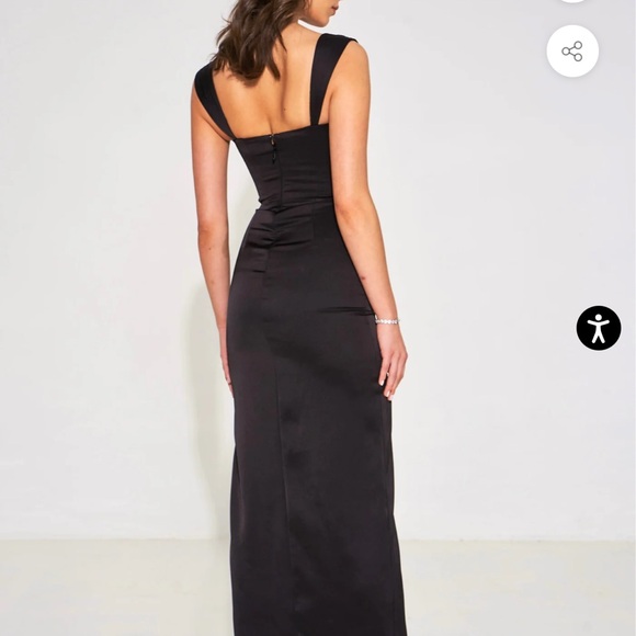 NWT Black Lace Satin Maxi Corset Dress - Picture 4 of 7